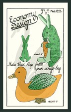 Reproduction Vintage Rabbit & Duck Economy Design 122 Sewing Pattern