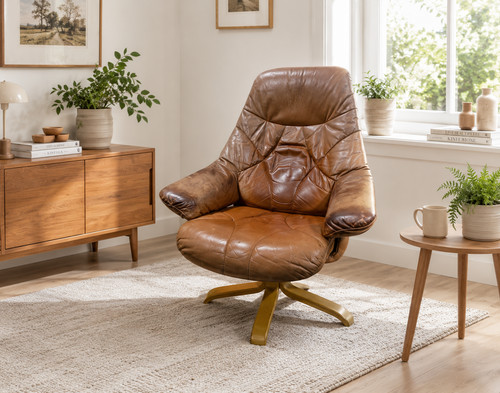 Vintage leather swivel - leather,