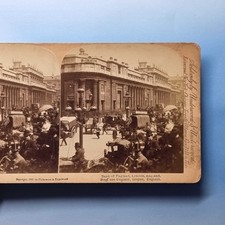 London Stereoview C1892 England Real Photo Central Bank Horse Drawn Busy