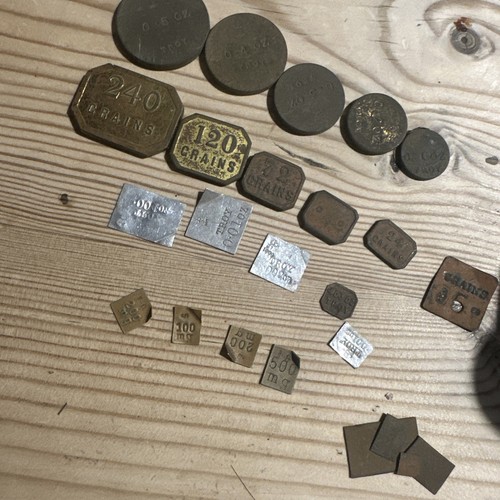 Antique brass scale weights - antique,