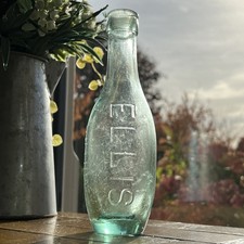 Vintage Ellis Ruthin Clear Green Old Fashioned Skittle Victorian Glass Bottle