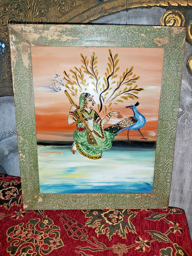 Vintage indian reverse glass - indian,