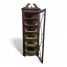 Antique Victorian tall full length glazed corner display cabinet