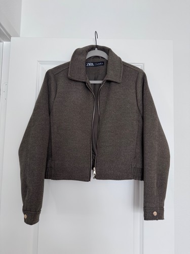 Zara textured cropped bomber - textured,