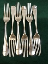 6 Vintage Mappin & Webb Dessert Forks Ridged pattern Silver Plated