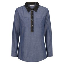 Womens Blue Cotton Shirt