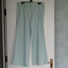 Atmosphere mint light turquoise cotton linen wide leg trousers uk 12 mid rise