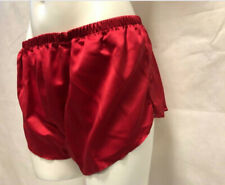 red satin French knickers sleep shorts pyjama bottoms size L 18 20 FREE POSTAGE
