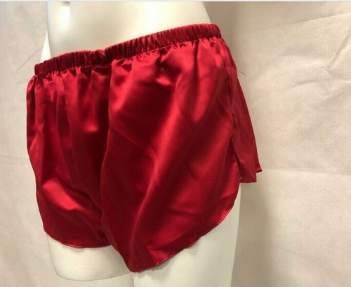 Red satin french knickers - red,