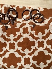 Pair HOME Target Geometric Terra Cotta & White Curtain Moroccan Ogee Pattern