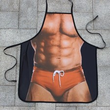 Funny Sexy Naked Muscle Men Party BBQ Chef Cooking Kitchen Bib Aprons Pinafore