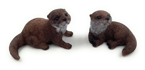 Polyresin figure otter double - polyresin,