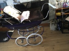 SILVER CROSS BESPOKE PURPLE COACH BUILT DOLLS PRAM 