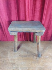Vintage French Wooden 3 Legged Milking Stool Stand