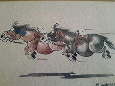Pair of Original Pen and Watercolour Paintings by Barnacle.