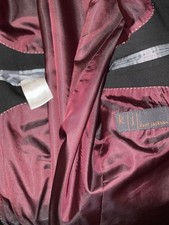 Men's Black 3 Pce Karl Jackson Suit Two Tone Lining 36 Short Jkt 30In Trousers