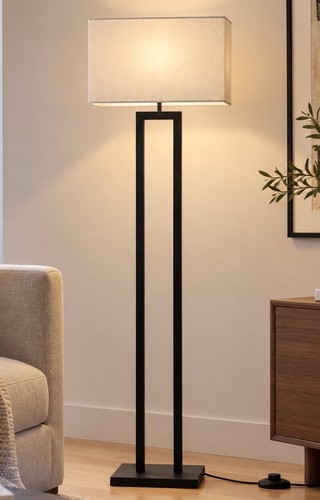 Black double stem floor lamp - black,