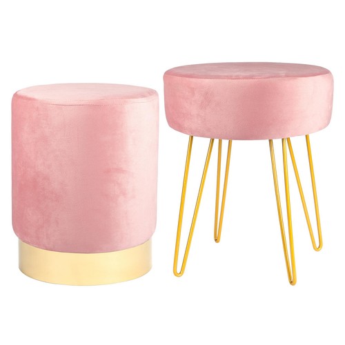 Round velvet footstool - round,