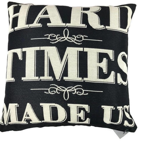 Black cream quote cushion - cream,