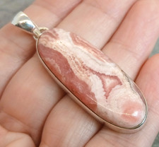 Large 925 Silver Pink RHODOCHROSITE Pendant P138~Silverwave*uk Jewellery