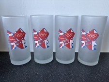 LONDON 2012 OLYMPICS - Team GB Great Britain Frosted Glasses - Set of 4 JOB LOT