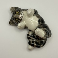 Winstanley Tabby Cat / Kitten with Cathedral Glass Eyes Signed Size 2 