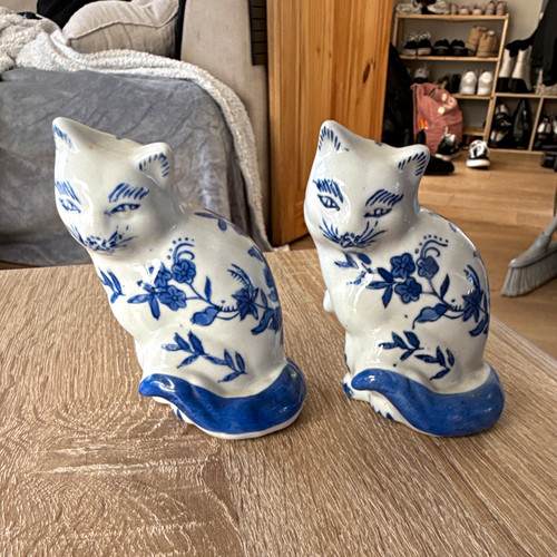 Blue white ceramic pottery - blue,