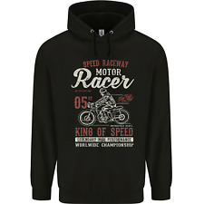 Biker King of Speed Motorcycles Cafe Racer Mens 80% Cotton Hoodie
