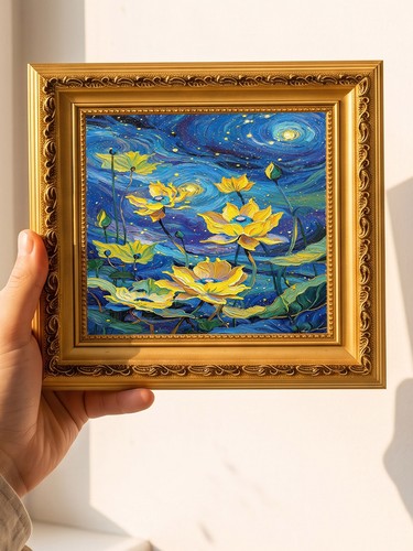 Van gogh style golden lotus - gogh,