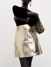 Marks & Spencer Womens Gold Metallic Mini A Line Women Skirt - M&S