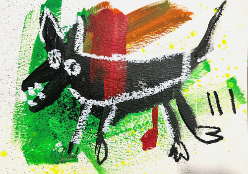 Dog painting naive outsider - dog,