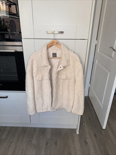 Primark Women's Beige Teddy Coat Warm Cream, UK Size L 14/16