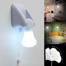 Pull Cord LED Bulb Handy Stick On Wall Mount Cupboard Room Night Light