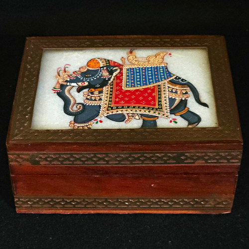 Indian wooden trinket box - indian,