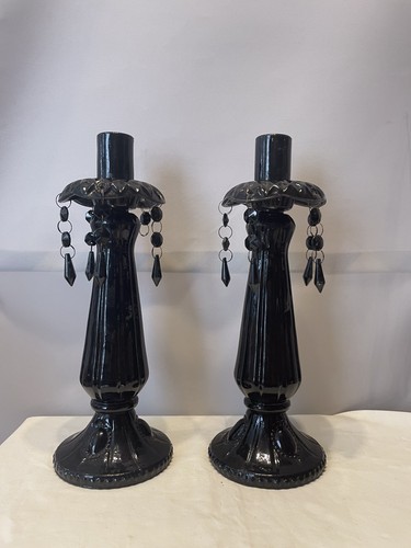 Pair vintage black glass - vintage,