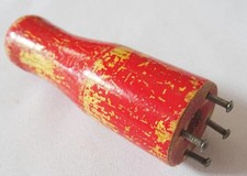 Vintage 1950s French Knitting Loom Tube Spool Red Painted Wood Wool Crafts 50s