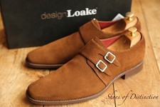 Loake Design Mercer Tan Brown Suede Double Monk Buckle Shoes Men's UK 11 F US 12
