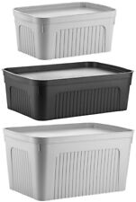 Small Large Plastic Storage Box with Lid Kitchen Home Office Basket Container