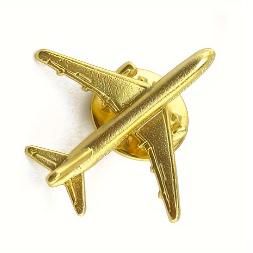 Aeroplane airplane gold pin - gold,