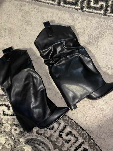 Black faux leather - black,