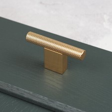 Knurled Kitchen Cupboard Handle Brushed Brass Gold 160mm Boss Bar Knob Cabinet