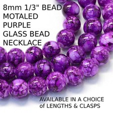 HANDMADE QUALITY - 8mm 1/3" DARK ORCHID 69 GLASS BEAD NECKLACE