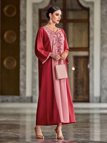 Moroccan abaya rhinestone long - moroccan,