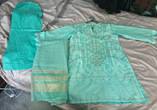 Motif turquoise piece - motif, salwar