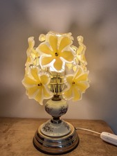 Vintage Yellow Acrylic Flower Touch Lamp Table Lamp 1980s