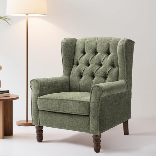Green upholstered wingback - upholstered,