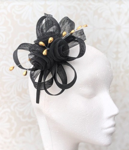 Black gold swirl fascinator - black,,