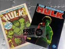 HULK COMIC #1 WEEKLY + FREE GIFT STICKER ALBUM LOU FERRIGNO NM/NM+ READ DESC.