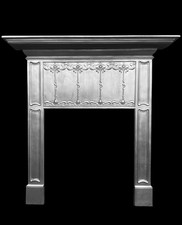 LARGE ANTIQUE VICTORIAN ART NOUVEAU CAST IRON FIREPLACE FIRE WOODBURNER SURROUND