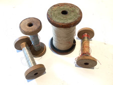 Vintage Wooden Industrial Textile Bobbins Factory Cotton  Spools